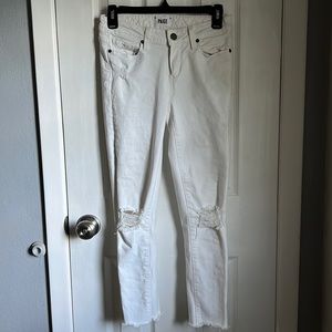 Paige Denim White Distressed Skinny Jeans (size 26)